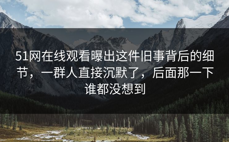 51网在线观看曝出这件旧事背后的细节，一群人直接沉默了，后面那一下谁都没想到