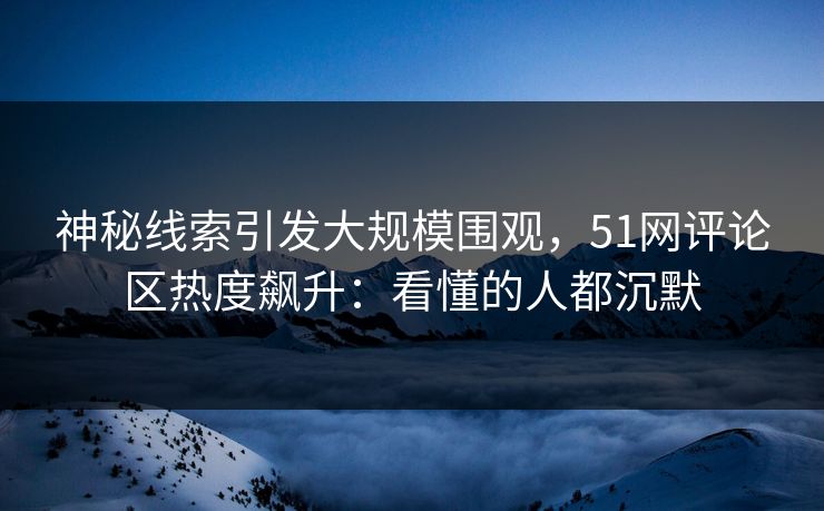 神秘线索引发大规模围观，51网评论区热度飙升：看懂的人都沉默
