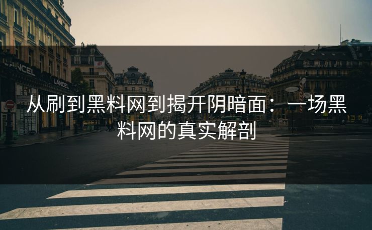从刷到黑料网到揭开阴暗面：一场黑料网的真实解剖