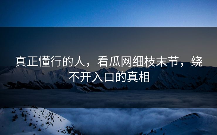 真正懂行的人，看瓜网细枝末节，绕不开入口的真相