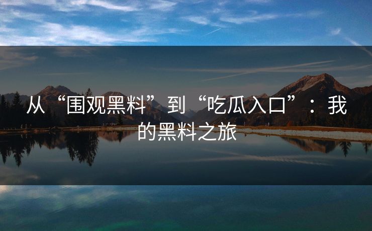 从“围观黑料”到“吃瓜入口”：我的黑料之旅