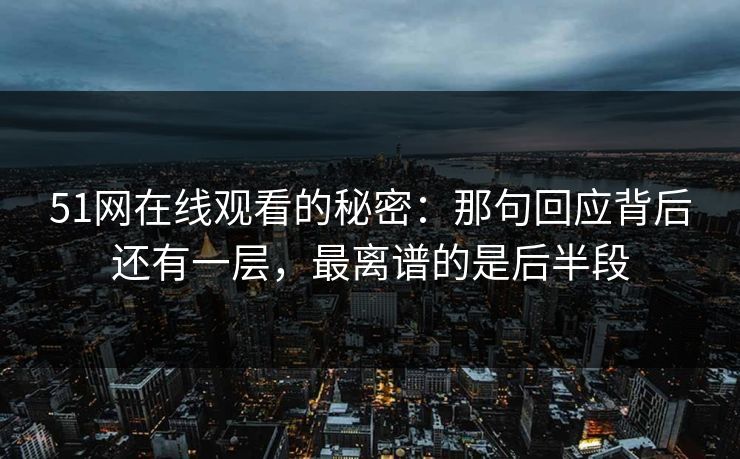 51网在线观看的秘密：那句回应背后还有一层，最离谱的是后半段