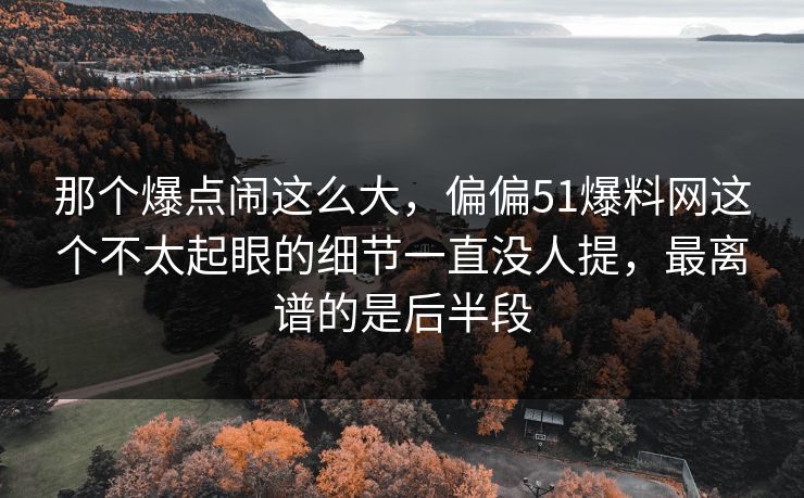 那个爆点闹这么大，偏偏51爆料网这个不太起眼的细节一直没人提，最离谱的是后半段
