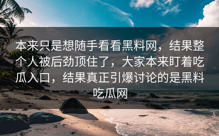 本来只是想随手看看黑料网，结果整个人被后劲顶住了，大家本来盯着吃瓜入口，结果真正引爆讨论的是黑料吃瓜网