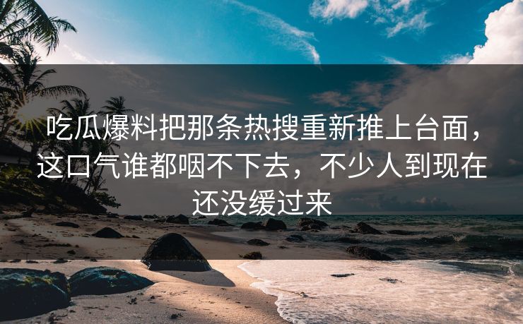 吃瓜爆料把那条热搜重新推上台面，这口气谁都咽不下去，不少人到现在还没缓过来